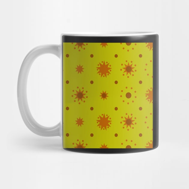 Suns and Dots Brown on Yellow Green Repeat 5748 by ArtticArlo